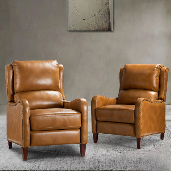 Lark Manor Beecher 28.75" Wide Genuine Leather Club Recliner & Reviews